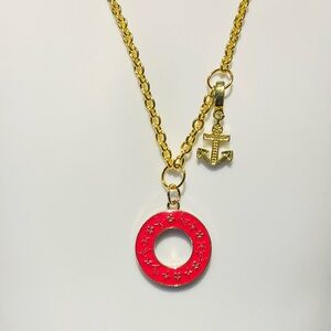 Gold and Red Pendant Necklace